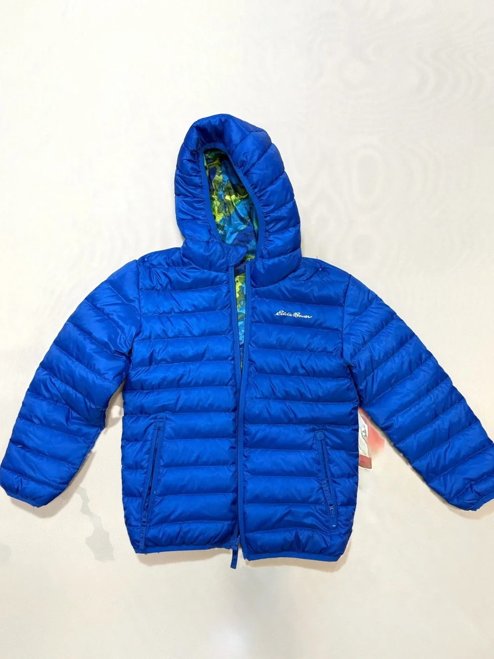 Eddie Bauer boys reversable duck down puff jacket Size XS(5/6)